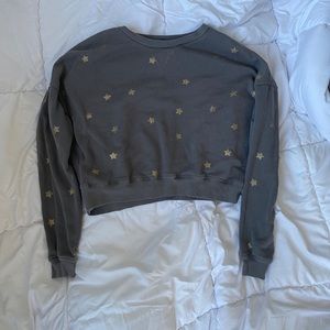 Gray Cropped Sweater with Stars